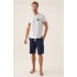 ERKEK BERMUDA TAKIM - KREM MAVİ