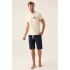 ERKEK BERMUDA TAKIM - KREM PUDİNG