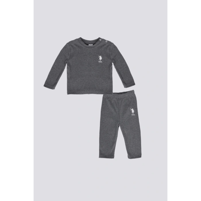 ERKEK BEBEK UZUN KOL 2Lİ TAKIM - ANTRASİT MELANJ