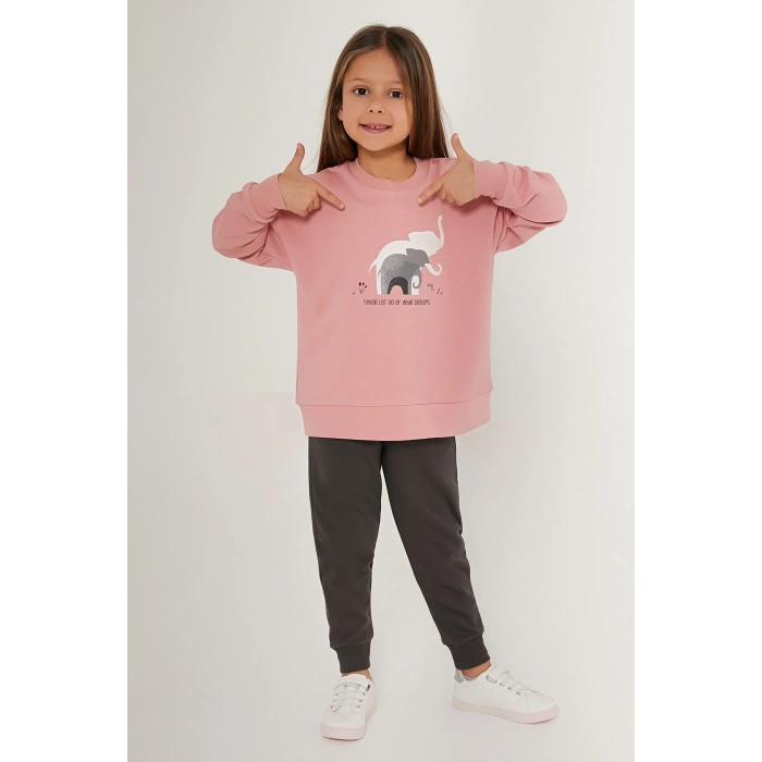 KIZ ÇOCUK EŞOFMAN TAKIM - RETRO PEMBE