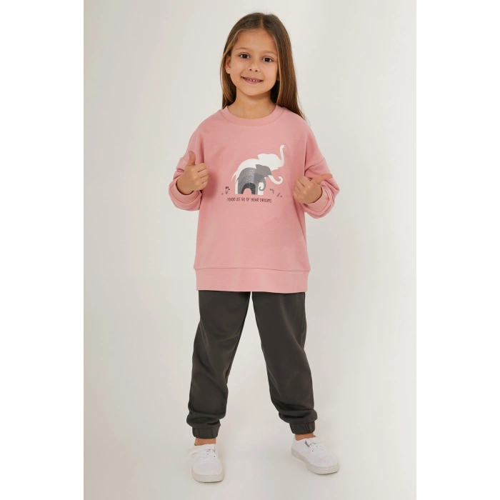 KIZ ÇOCUK EŞOFMAN TAKIM - RETRO PEMBE