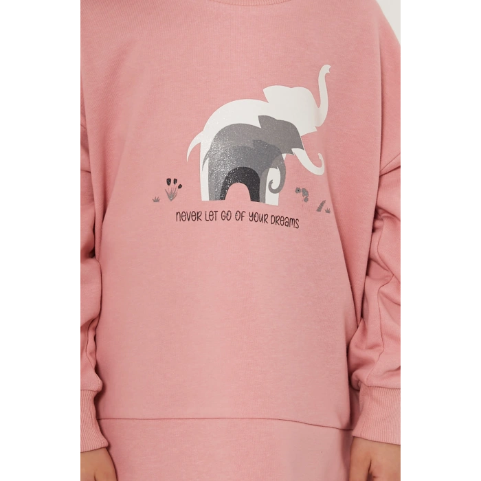 KIZ ÇOCUK EŞOFMAN TAKIM - RETRO PEMBE