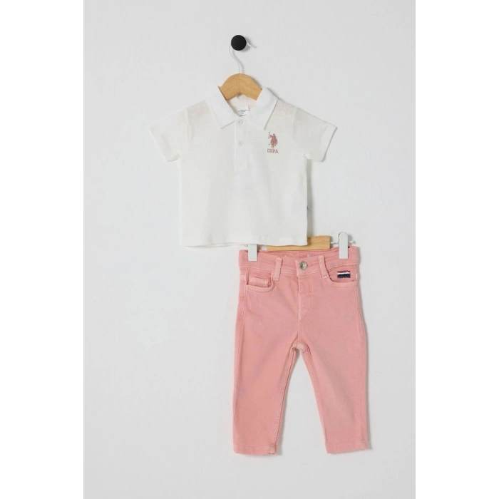 U.S.POLO KIZ BEBEK 2Lİ KISA KOL T-SHIRT TAKIM - Beyaz