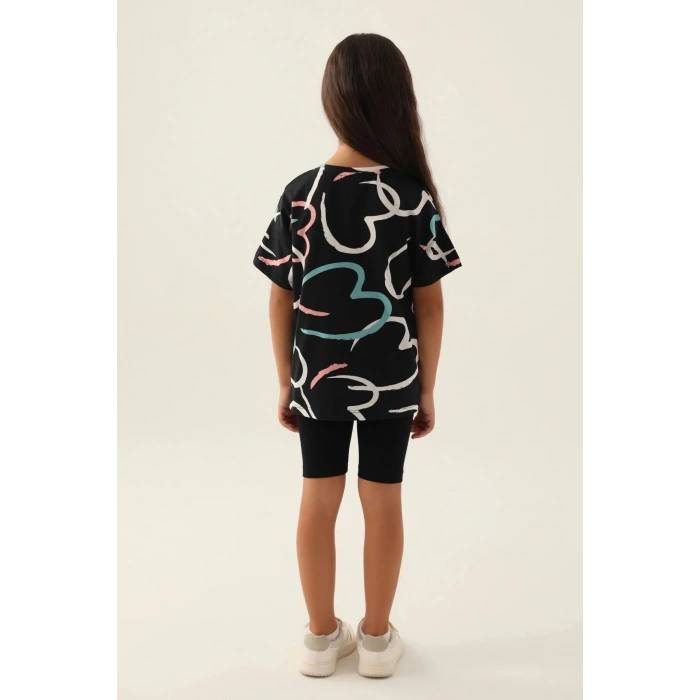 KIZ ÇOCUK BERMUDA TAYT TAKIM - SİYAH
