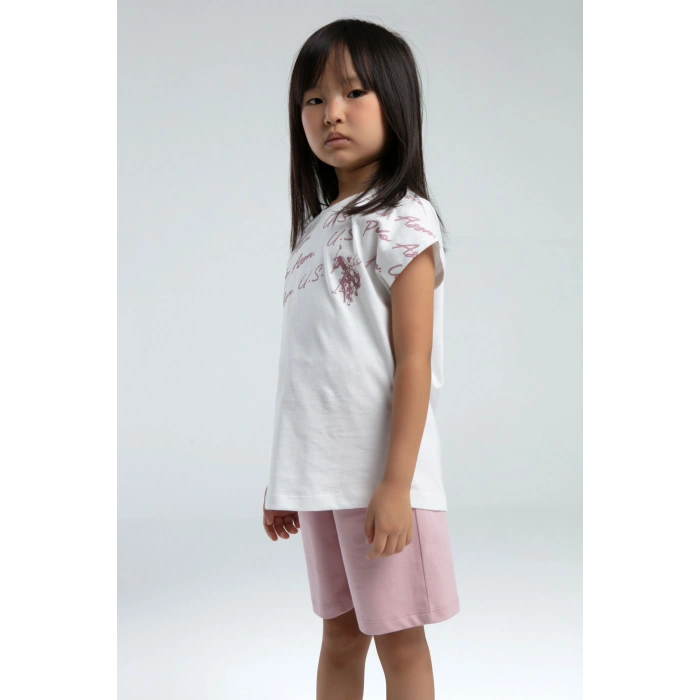 KIZ ÇOCUK BERMUDA TAKIM - BEYAZ/SOFT PEMBE