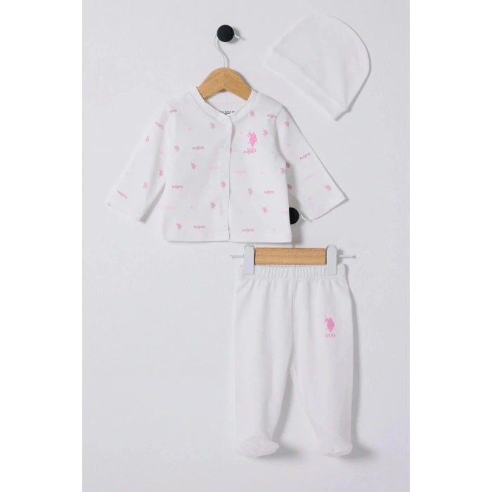 U.S.POLO ASSN KIZ BEBEK PATİKLİ 3LÜ TAKIM - Beyaz