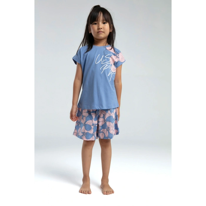 KIZ ÇOCUK ŞORT TAKIM - AÇIK İNDİGO