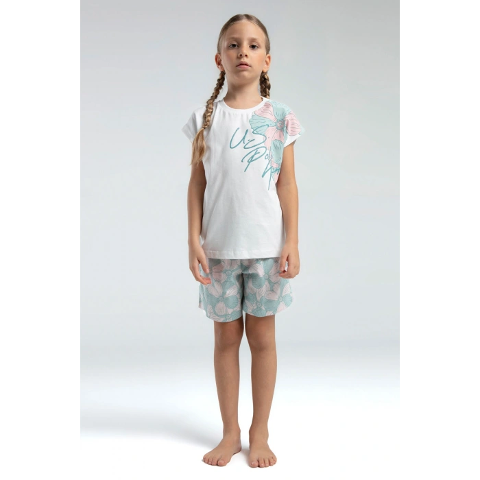 KIZ ÇOCUK ŞORT TAKIM - BEYAZ