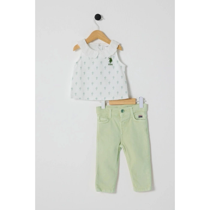 U.S.POLO ASSN. KIZ BEBEK 2Lİ KISA KOL TSHIRT TAKIM - Beyaz