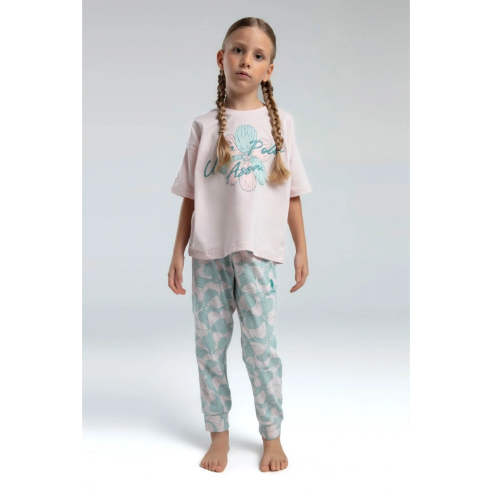 KIZ ÇOCUK PİJAMA TAKIMI - PUDRA