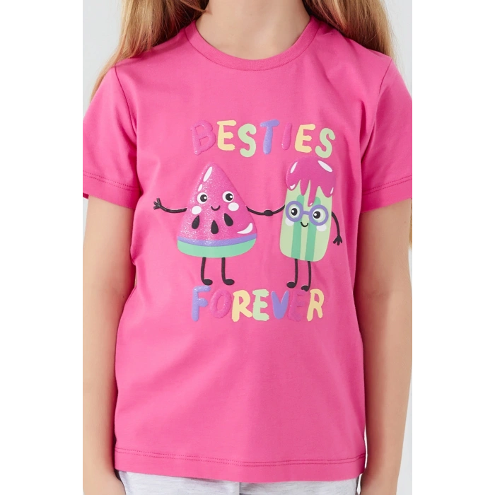 KIZ ÇOCUK ŞORT TAKIM - AÇIK FUŞYA