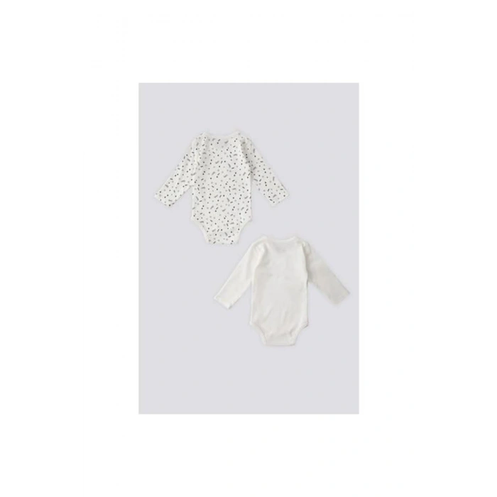 ERKEK BEBEK 2 Lİ UZUN KOLLU BODY SET - KREM/KREM
