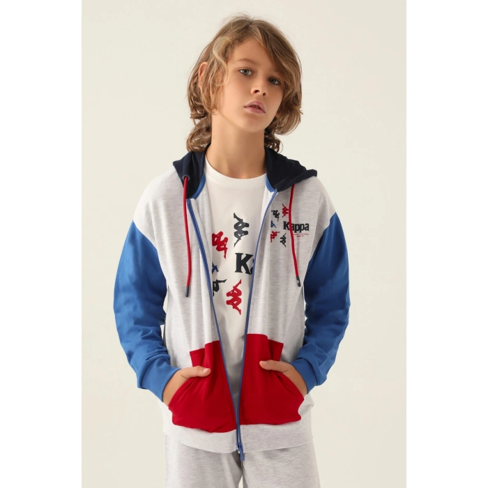 KAPPA ERKEK ÇOCUK FULLZIP SWEATSHIRT - KAR MELANJ