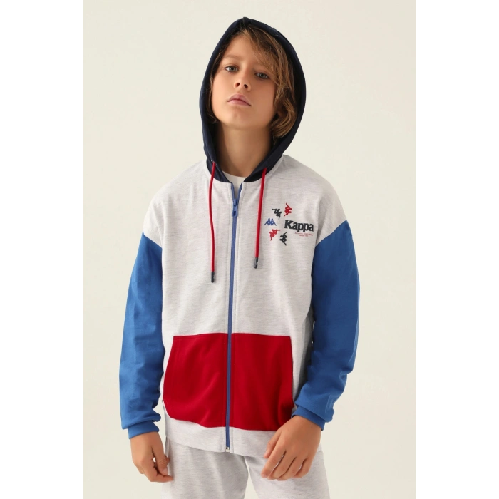 KAPPA ERKEK ÇOCUK FULLZIP SWEATSHIRT - KAR MELANJ