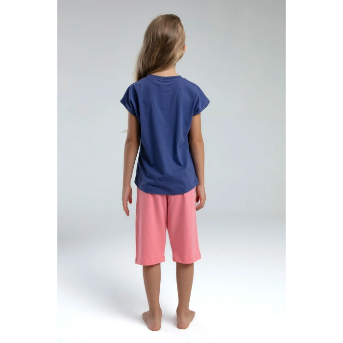 KIZ GARSON KAPRİ TAKIM - KOYU İNDİGO