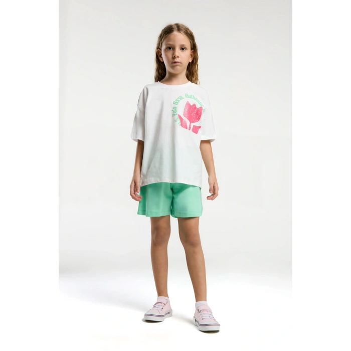 KIZ GARSON ŞORT TAKIM - BEYAZ