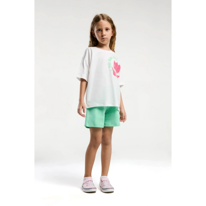 KIZ GARSON ŞORT TAKIM - BEYAZ