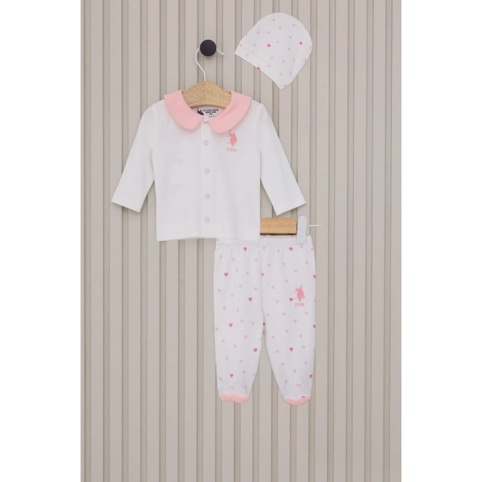 US POLO KIZ BEBEK PATİKLİ 3LU TAKIM - BEYAZ