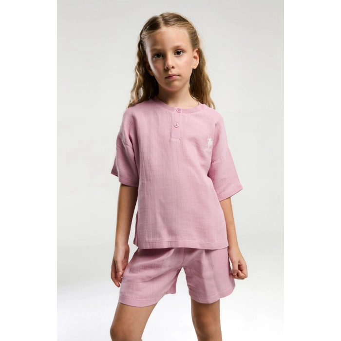 KIZ ÇOCUK ŞORT TAKIM - GÜL KURUSU