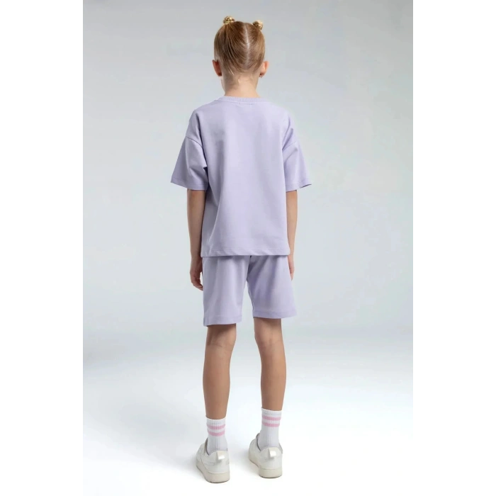 KIZ ÇOCUK BERMUDA TAKIM - LİLA