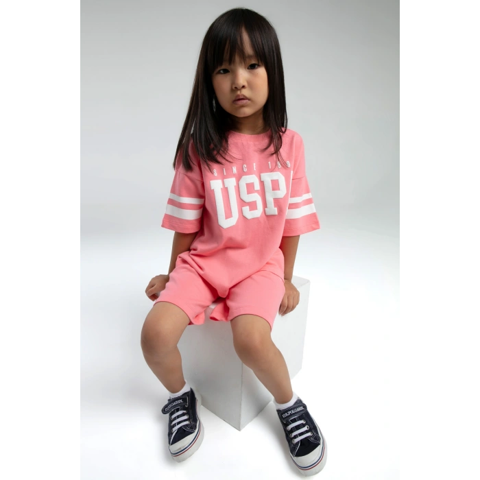 KIZ GARSON BERMUDA TAKIM - NEON PEMBE