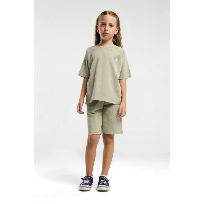 KIZ ÇOCUK BERMUDA TAKIM - SU YEŞİLİ