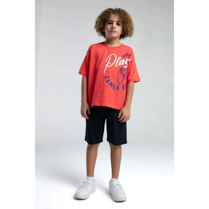 ERKEK ÇOCUK BERMUDA TAKIM - Nar