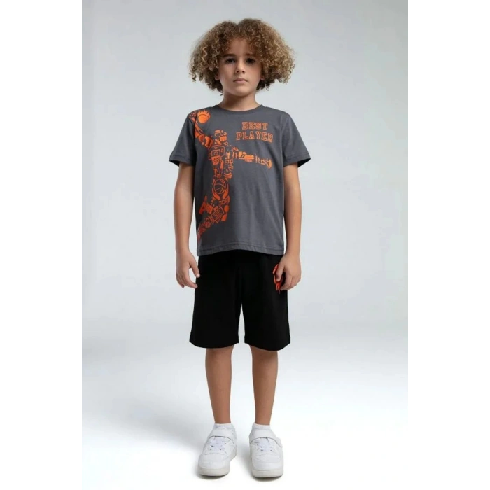 ERKEK ÇOCUK BERMUDA TAKIM - FÜME