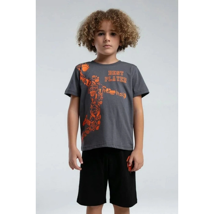 ERKEK ÇOCUK BERMUDA TAKIM - FÜME