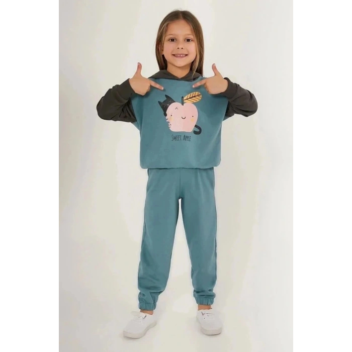 KIZ ÇOCUK EŞOFMAN TAKIM - PASTEL YEŞİLİ