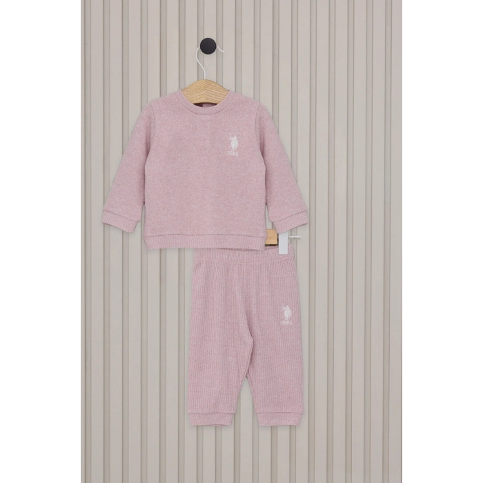 US POLO KIZ BEBEK UZUN KOL 2LI TAKIM - RETRO PEMBE