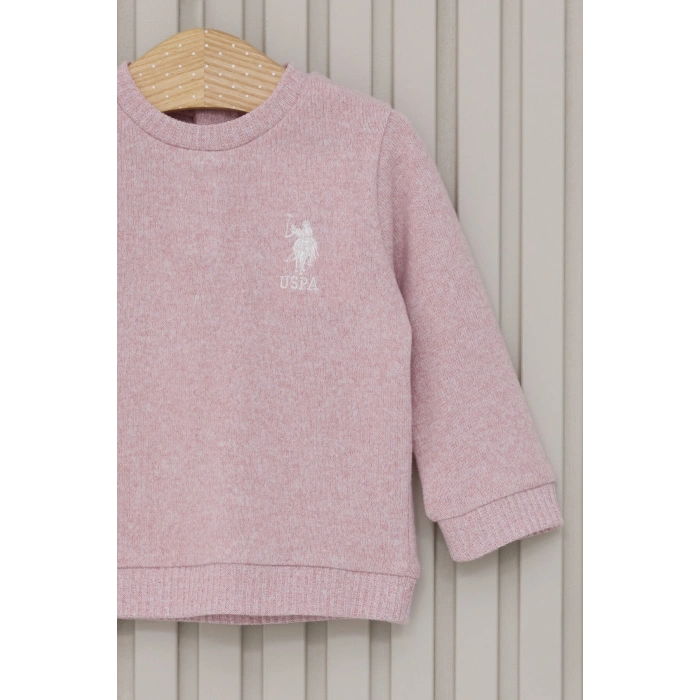 US POLO KIZ BEBEK UZUN KOL 2LI TAKIM - RETRO PEMBE