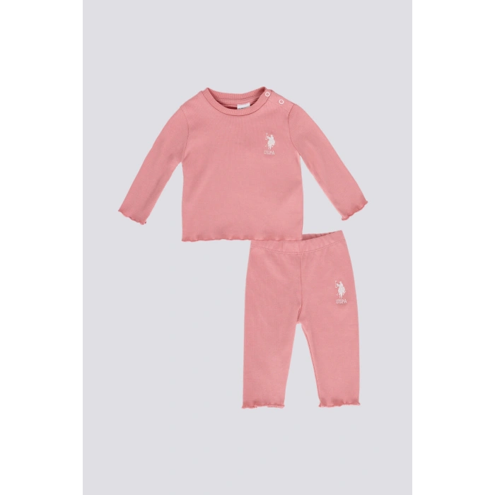 KIZ BEBEK UZUN KOL 2Lİ TAKIM - RETRO PEMBE