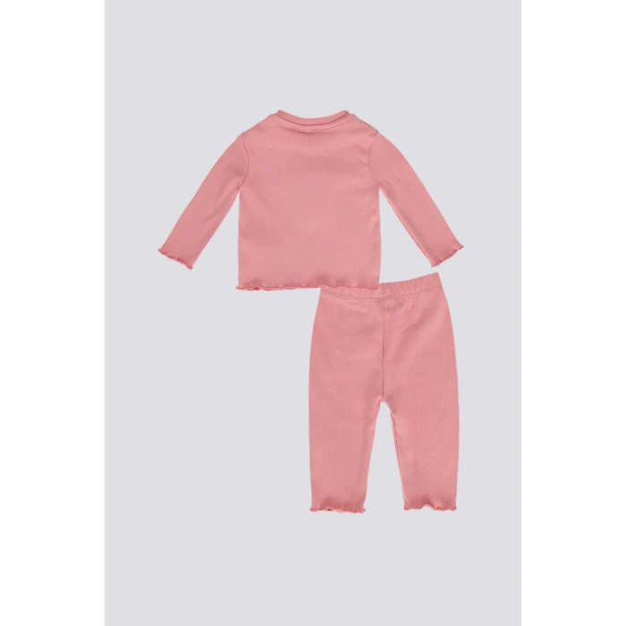 KIZ BEBEK UZUN KOL 2Lİ TAKIM - RETRO PEMBE