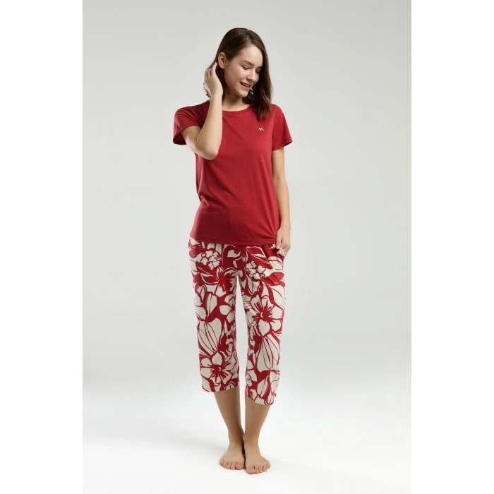 ARNETTA KADIN KAPRİ TAKIM - KOYU KIRMIZI