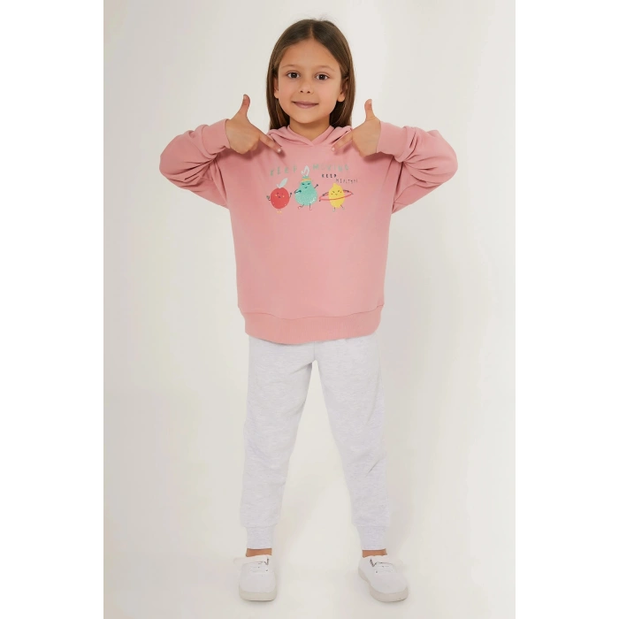 KIZ ÇOCUK EŞOFMAN TAKIM - RETRO PEMBE