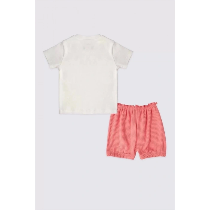 KIZ BEBEK 2 LI KISA KOL T-SHIRT TAKIM - BEYAZ