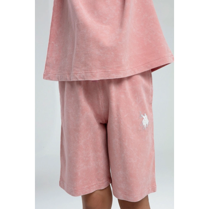 KIZ ÇOCUK BERMUDA TAKIM - RETRO PEMBE