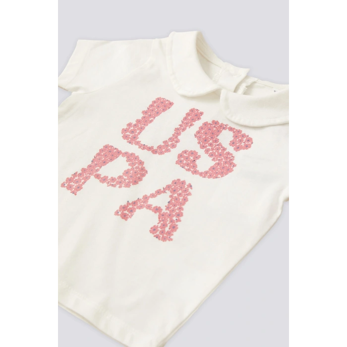 KIZ BEBEK 2 LI KISA KOL T-SHIRT TAKIM - BEYAZ