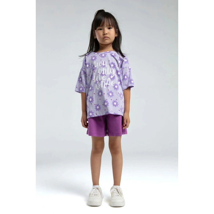 KIZ ÇOCUK ŞORT TAKIM - LİLA