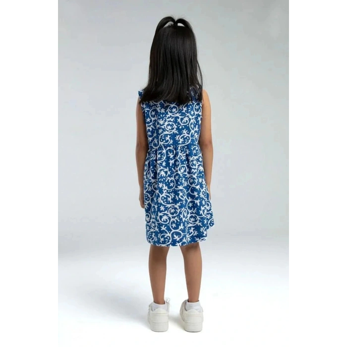 KIZ ÇOCUK ELBİSE - BEYAZ/COBALT