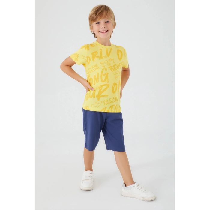 ERKEK ÇOCUK BERMUDA TAKIM - LİMONİ