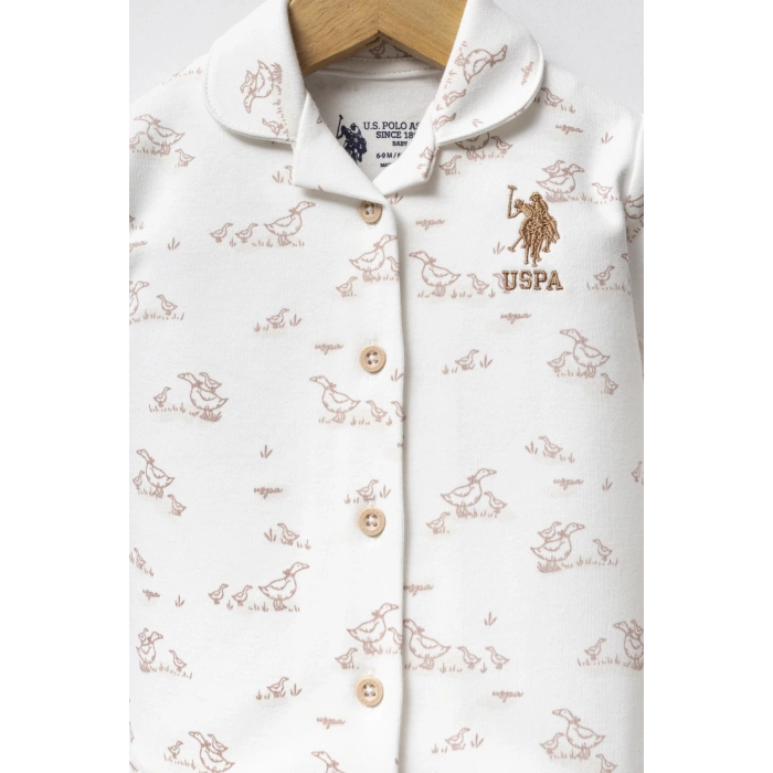 U.S.POLO ASSN KIZ BEBEK GÖMLEK PİJAMA TAKIM - Beyaz