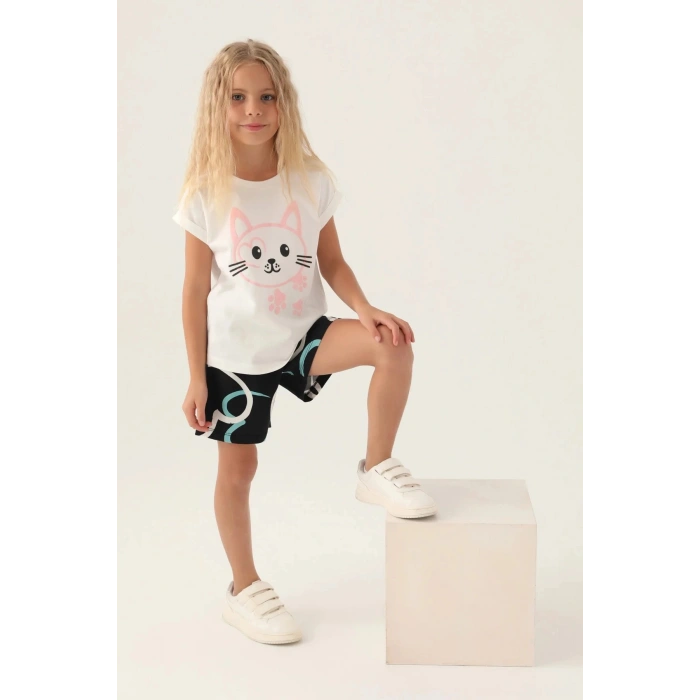 KIZ ÇOCUK ŞORT TAKIM - BEYAZ