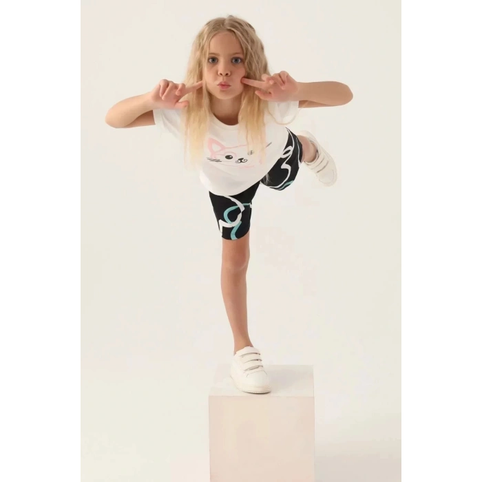 KIZ ÇOCUK ŞORT TAKIM - BEYAZ