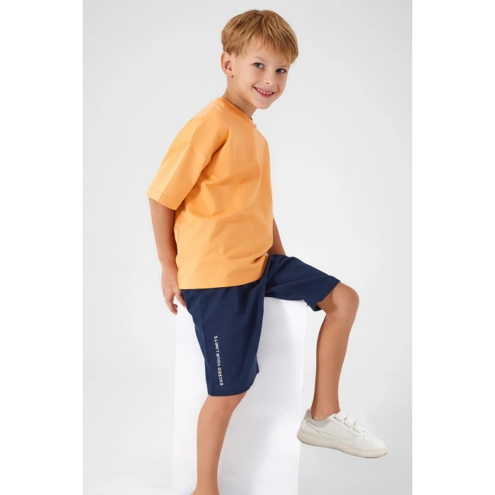 ERKEK ÇOCUK BERMUDA TAKIM - KOYU KAVUN