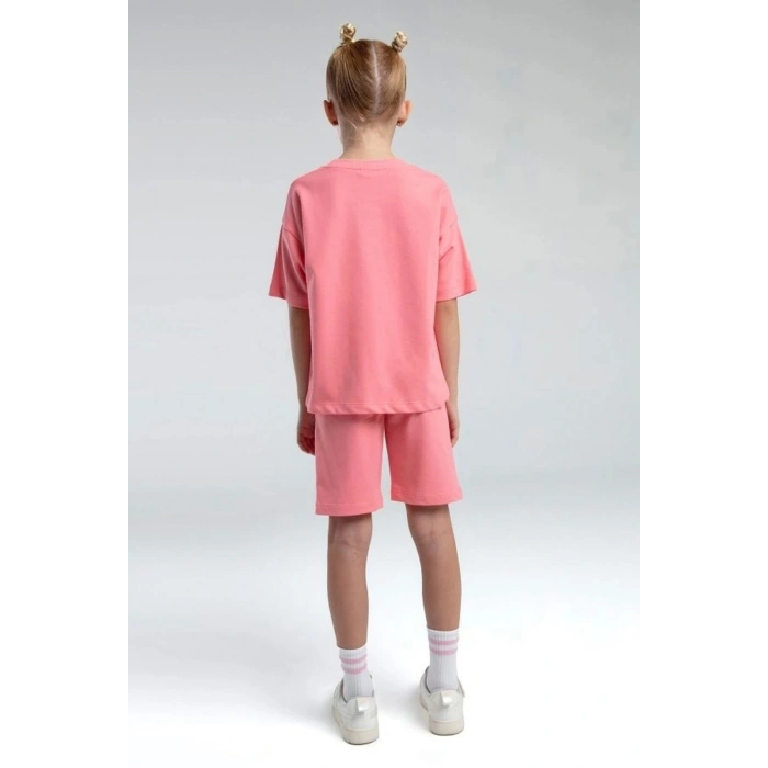 KIZ ÇOCUK BERMUDA TAKIM - NEON PEMBE