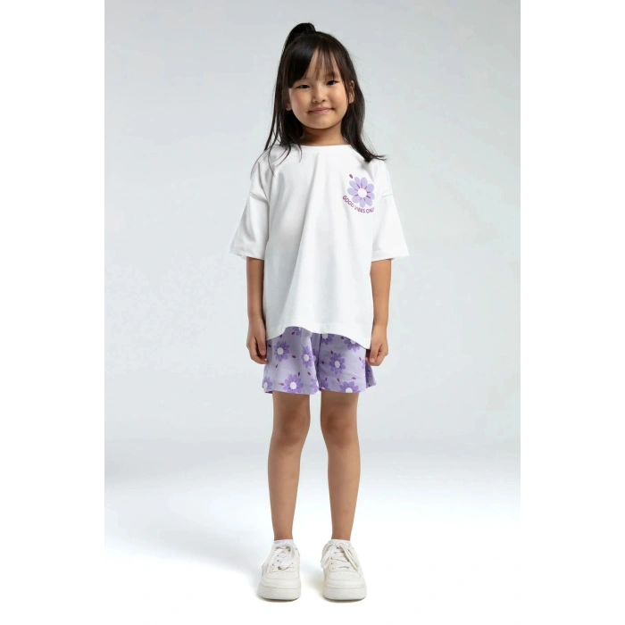 KIZ ÇOCUK ŞORT TAKIM - Beyaz