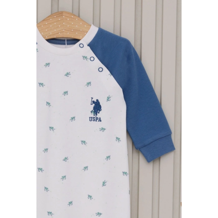 US POLO ERKEK BEBEK UZUN KOLLU PATİKSİZ TULUM - MAVİ