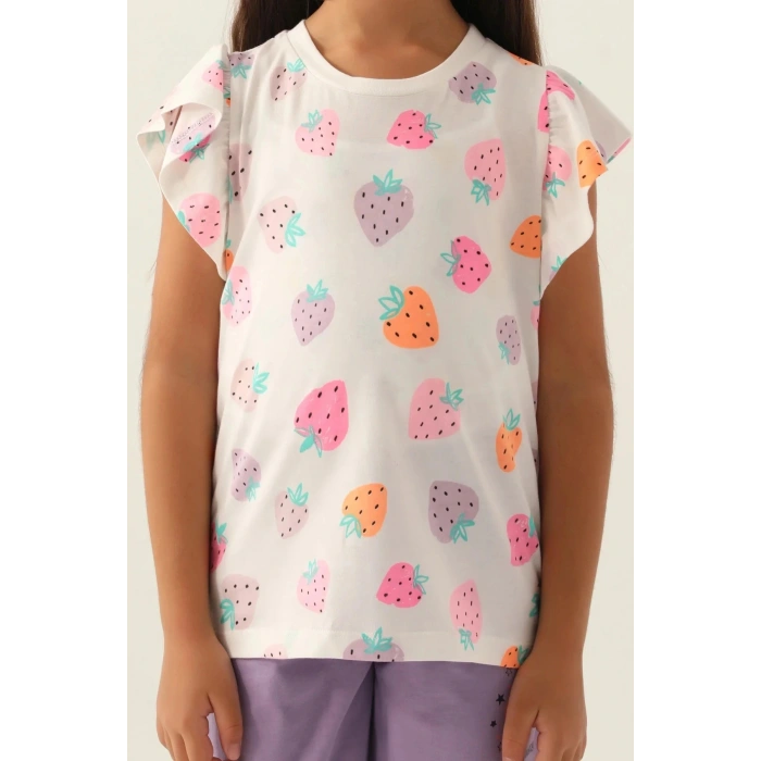 KIZ ÇOCUK KAPRİ TAKIM - KREM LAVANTA